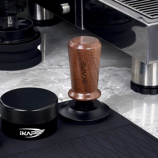 IKAPE V3 Calibrated Coffee Tamper - Wooden Handle, Black Base - averagejoescoffee.com.au